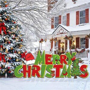 Christmas Yard Sign Decorations Merry Christmas Lawn Signs with Stakes